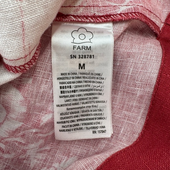 Farm Rio Red Floral Stripe Linen Mini Mini Dress Medium Pockets Botanical Boho - Picture 11 of 13